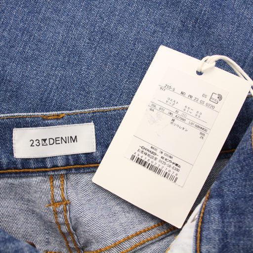  23区 オンワード樫山 DENIM 25 SS デニムパンツ ジーンズ ジップフライ ワンカラー 無地 40 青 ブルー タグ付き BB デニム ジーンズ パンツ