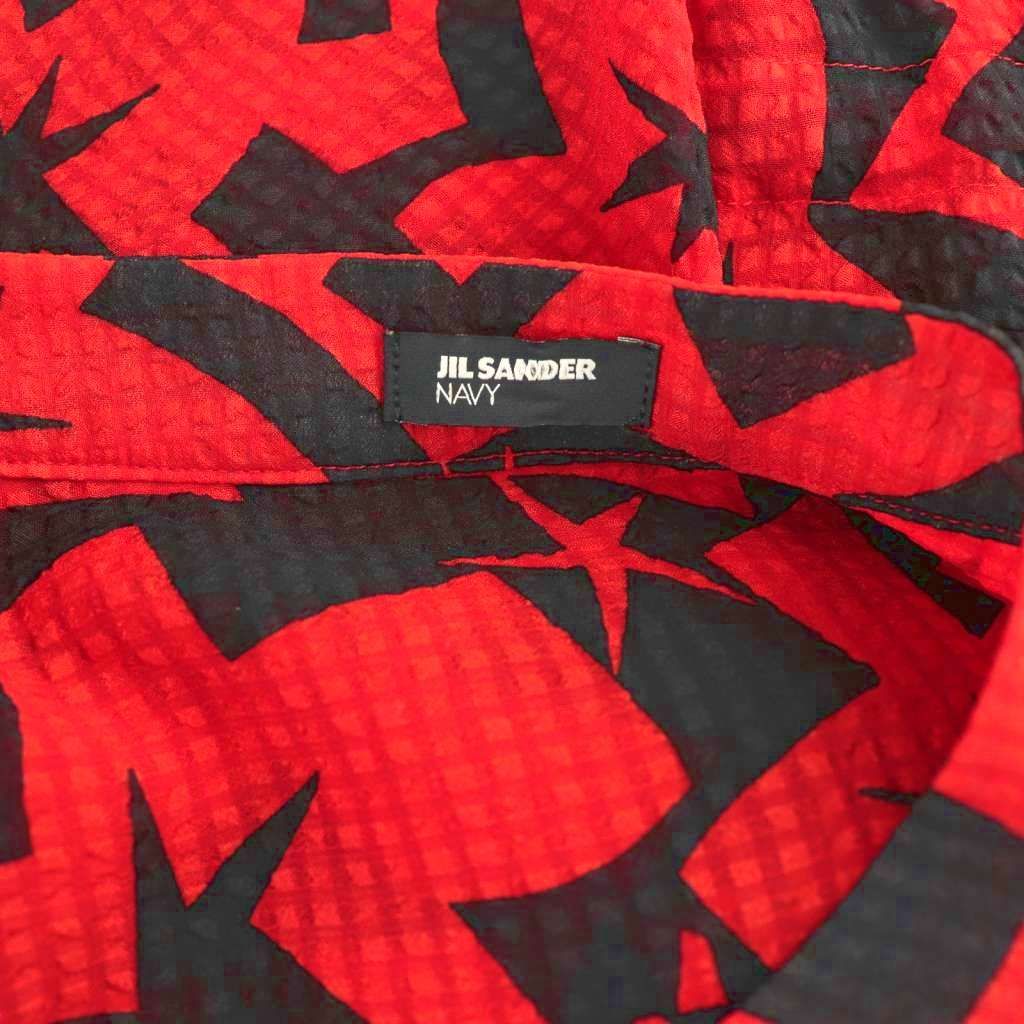 ジルサンダー JIL SANDER ネイビー NAVY 総柄ワンピース ロング 長袖  