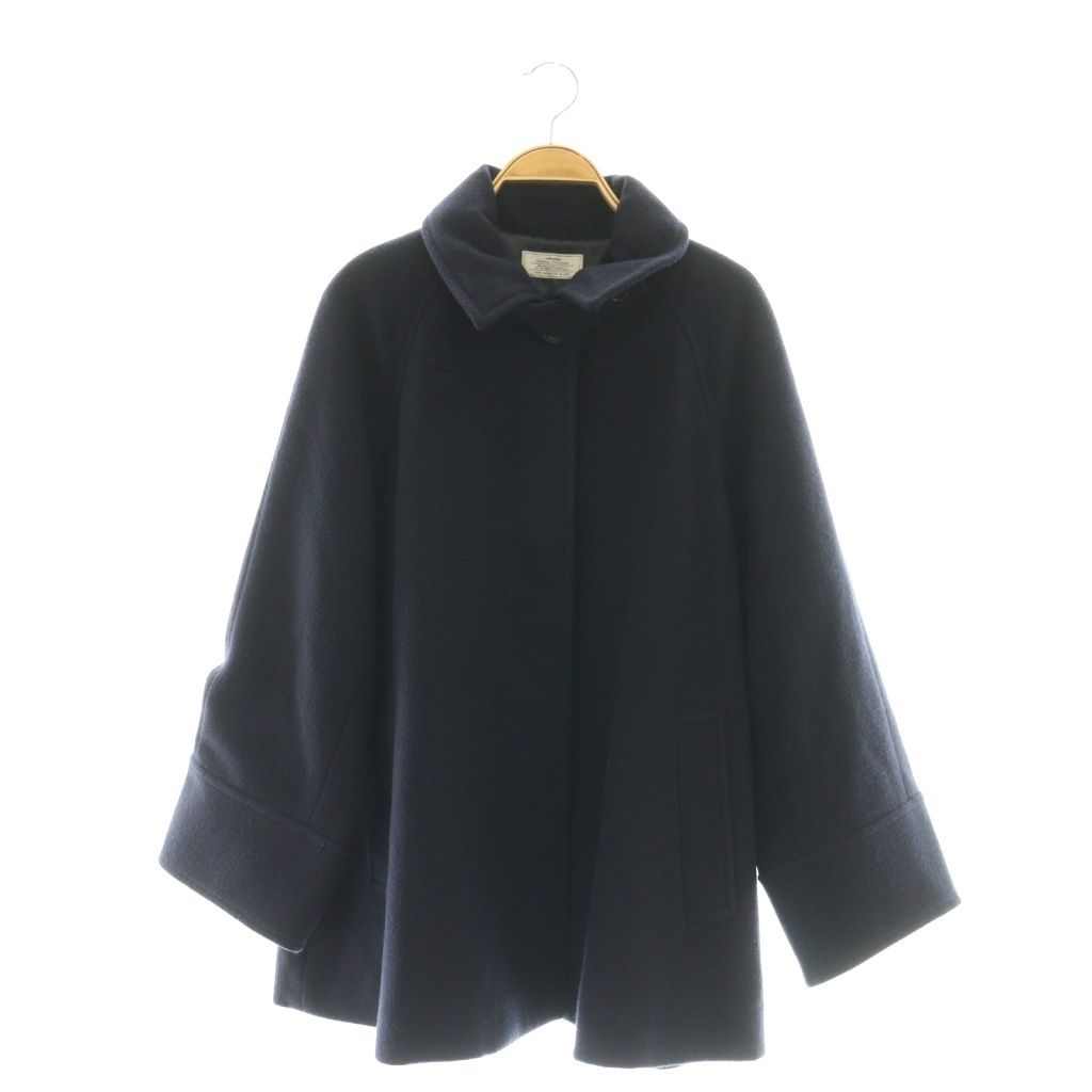 ジャーナルスタンダード レリューム JOURNAL relume 25 AW 尾州ウールスーパー100 Aラインコート アウター ステンカラー 38 ネイビー CX OS