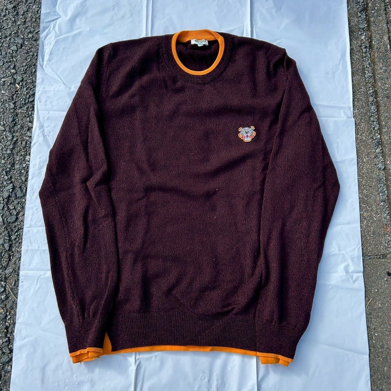 み KENZO ケンゾー タイガー刺繍 セーター エンジ色 M
