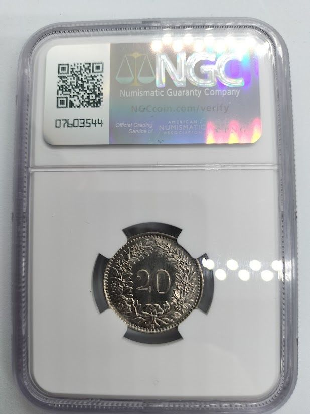 販売 NGC MS 64 1960B スイス 20ラッペン