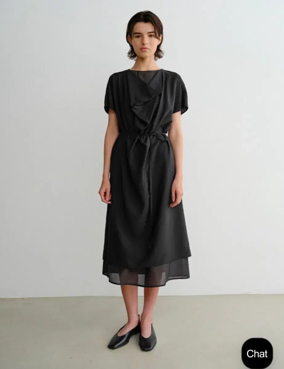 イア Cowl Layered Dress Black 長袖 七分袖 その他