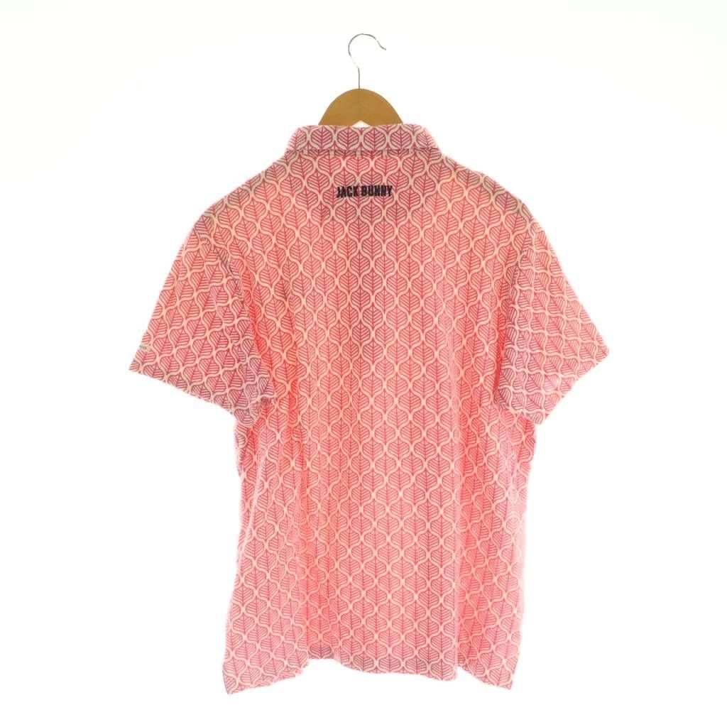 【極美品】ジャックバニー　パーリーゲイツ　半袖ポロシャツ　総柄　レッド　ゴルフ 極美品】ジャックバニー パーリーゲイツ 半袖ポロシャツ 総柄 レッド