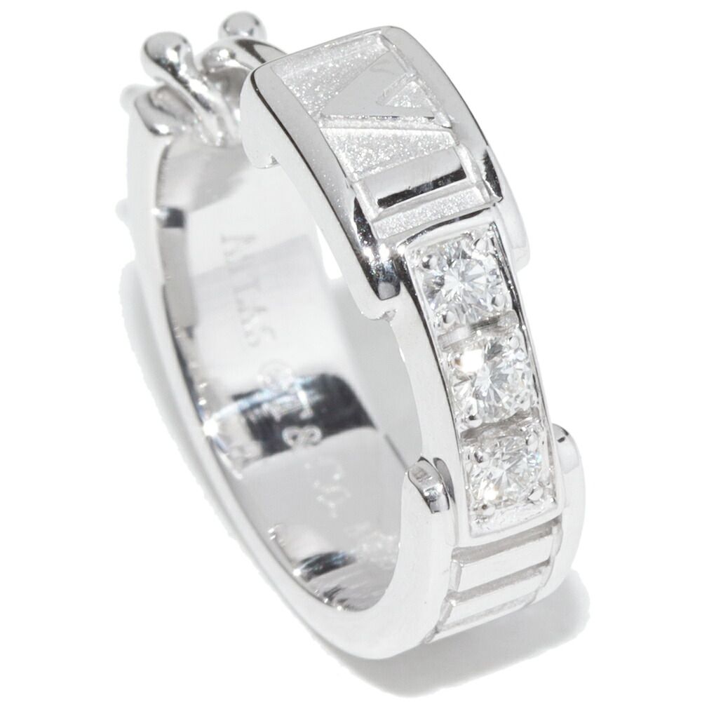 ティファニー ピアス K18WG ダイヤ3P アトラス フープピアス 片方のみ