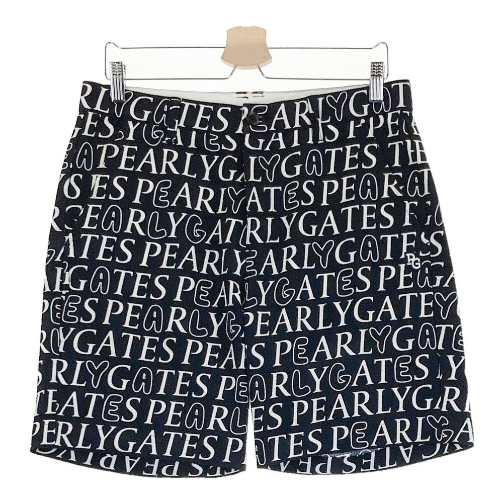 サイズ 5 PEARLY GATES パーリーゲイツ 2025年モデル サッカー地 ハーフパンツ ロゴ 総柄 ブラック系 ゴルフウェア メンズ ストスト
