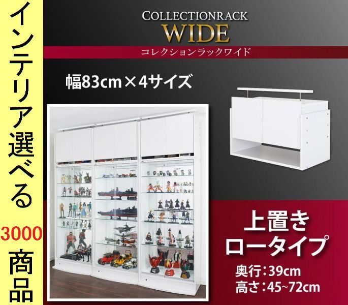 コレクションラック用上物入れ シリーズ ×45 cm ロータイプ 深型 インドネシア製 ホワイト ブラック色