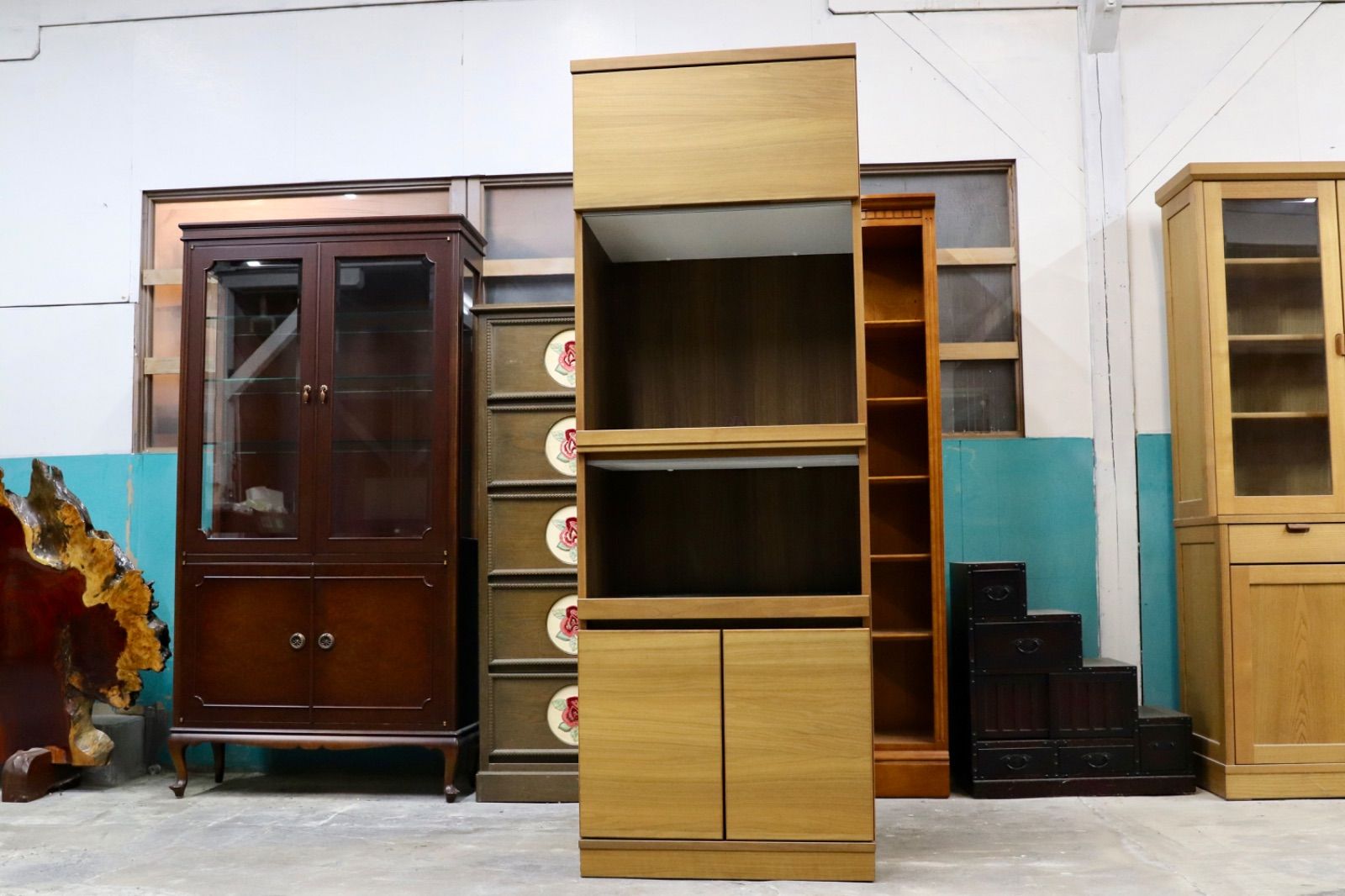 GMIS 389○karimoku カリモク レンジボード カップボード 食器棚 ウォールナット 北欧モダン 国産家具 約16 8万