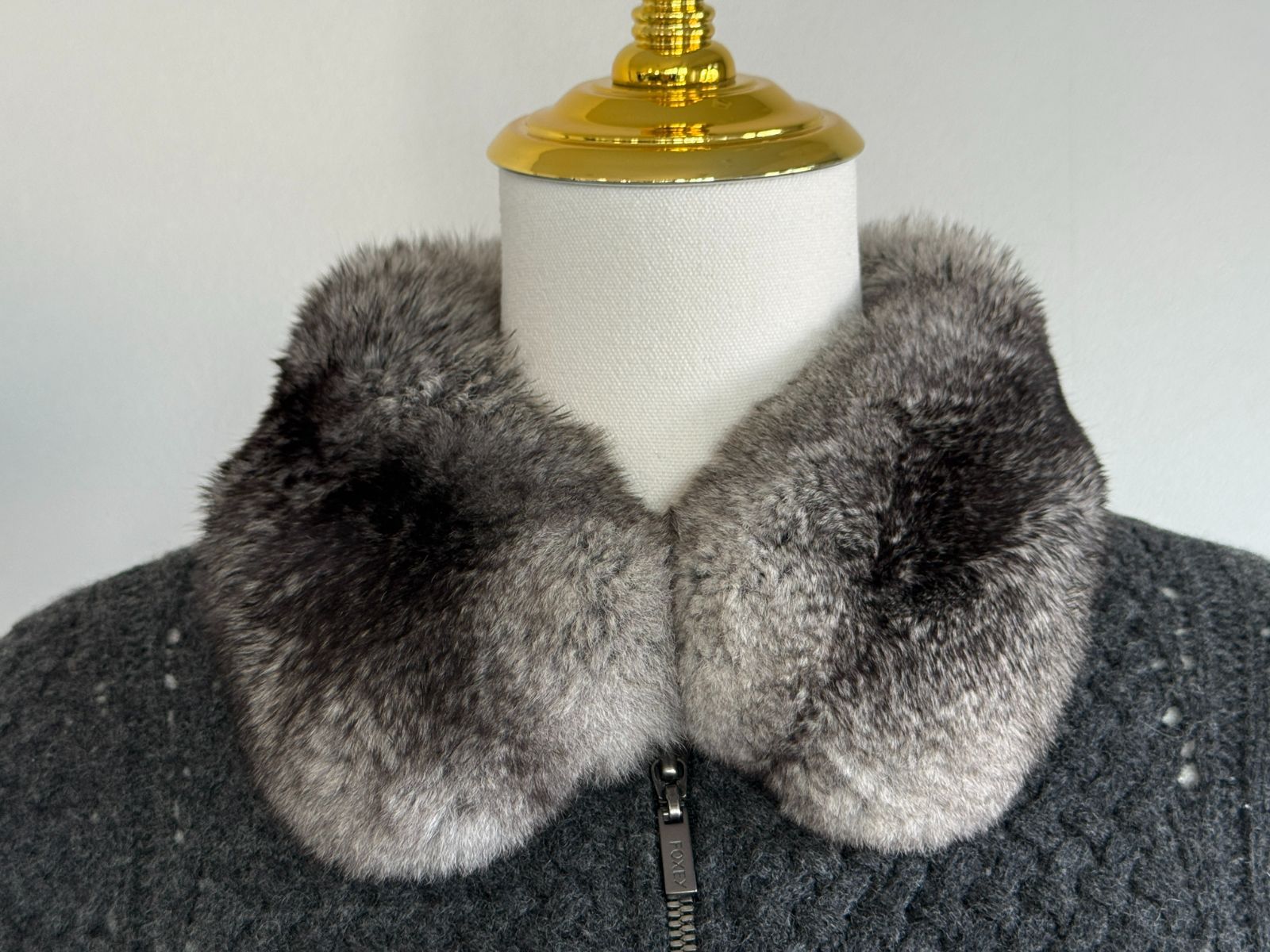 FOEXY/フォクシーブティック チンチラ ニットジャケット38 カシミヤ100