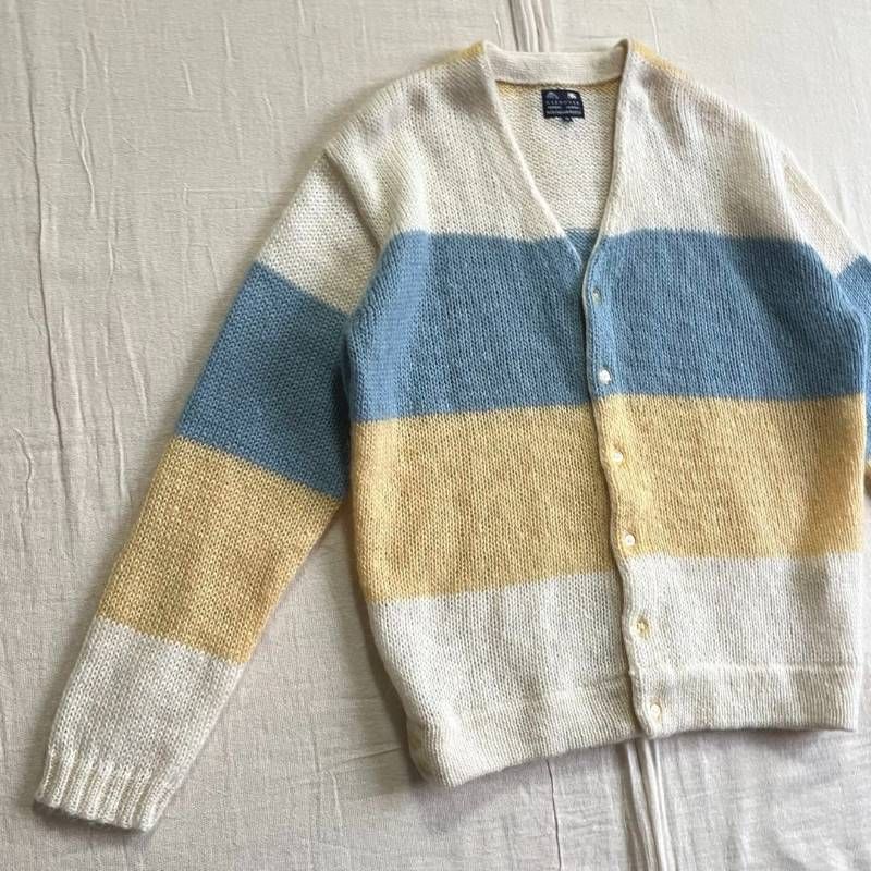 90s Vintage COLOURS ウール モヘア カーディガン M 総柄 90s Vintage COLOURS ウール モヘア カーディガン M 総柄