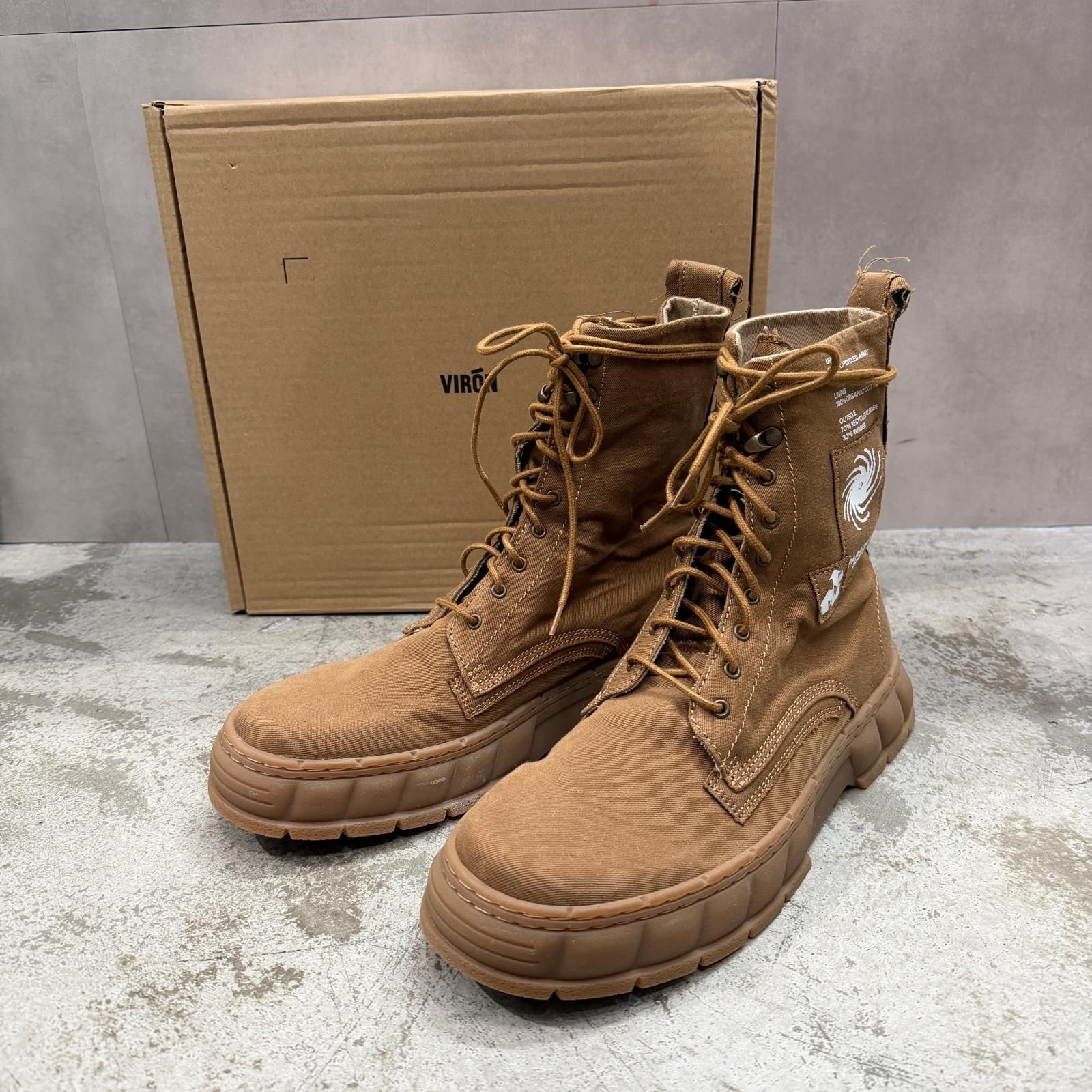 参考上代85900円 ♥ VIRON 1992 Canvas Boots キャンバスブーツ ヴィロン ブラウン 43 27 cm 4726 M