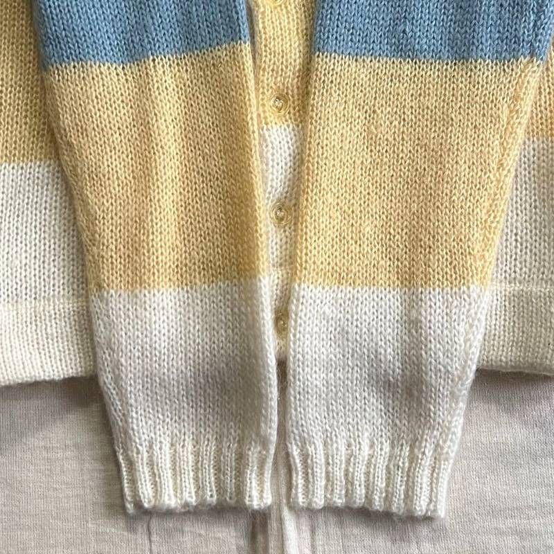 90s Vintage COLOURS ウール モヘア カーディガン M 総柄 90s Vintage COLOURS ウール モヘア カーディガン M 総柄