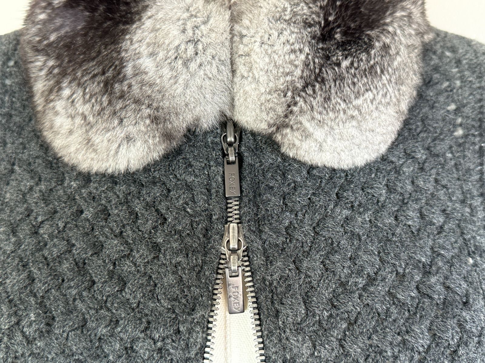 FOEXY/フォクシーブティック チンチラ ニットジャケット38 カシミヤ100