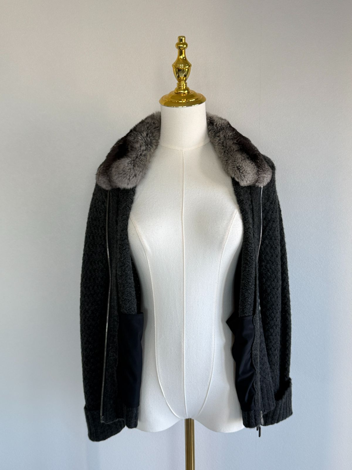 FOEXY/フォクシーブティック チンチラ ニットジャケット38 カシミヤ100