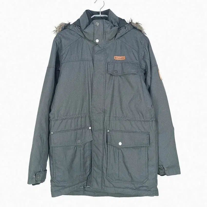 コロンビア メンズ フードファー ダックダウン マウンテンダウンジャケット グレー HU 42270