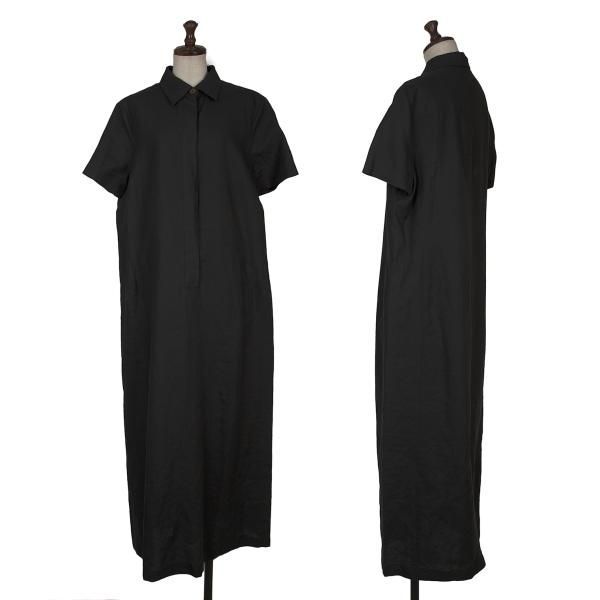 マックスマーラMax Mara リネンプルオーバー半袖シャツワンピース 黒40