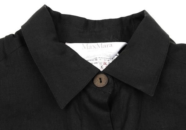 リネンプルオーバー半袖シャツワンピース 黒40