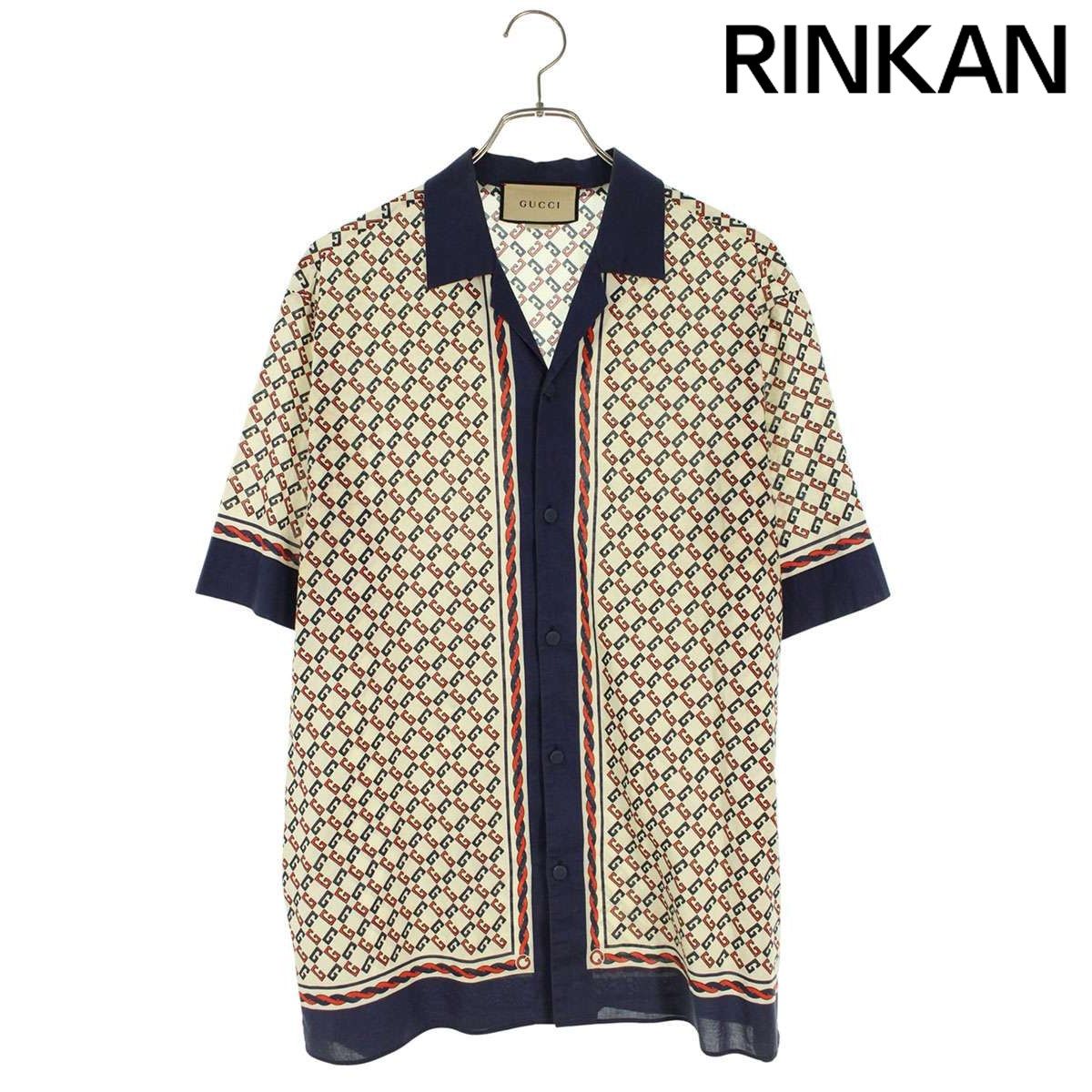 グッチ 690464 ZAIZX 総柄デザイン半袖シャツ メンズ 48 ※12/28～1/6