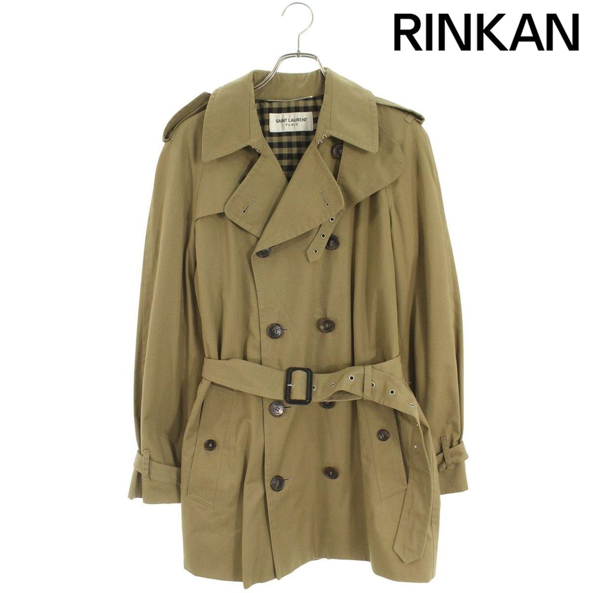 サンローランパリ 326002 Y 821 B ベルト付き裏地チェックトレンチコート メンズ 46 12 28～1 6 発送 問い合わせ遅延