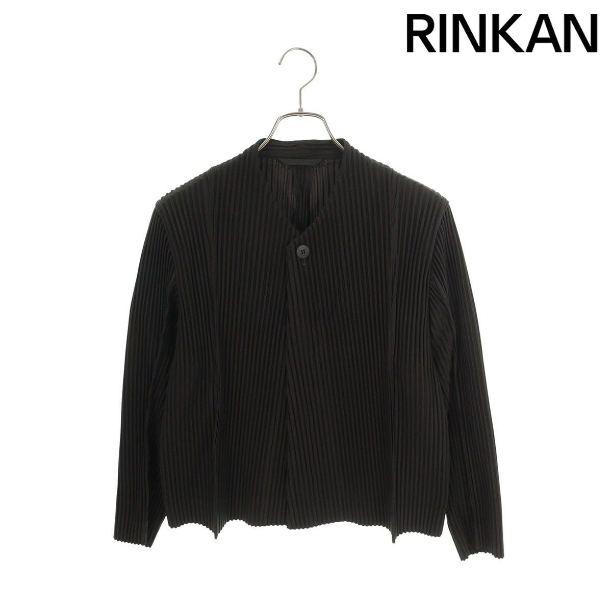 オムプリッセイッセイミヤケ ソリッドプリーツノーカラージャケット メンズ 1 12 28～1 6 発送 問い合わせ遅延