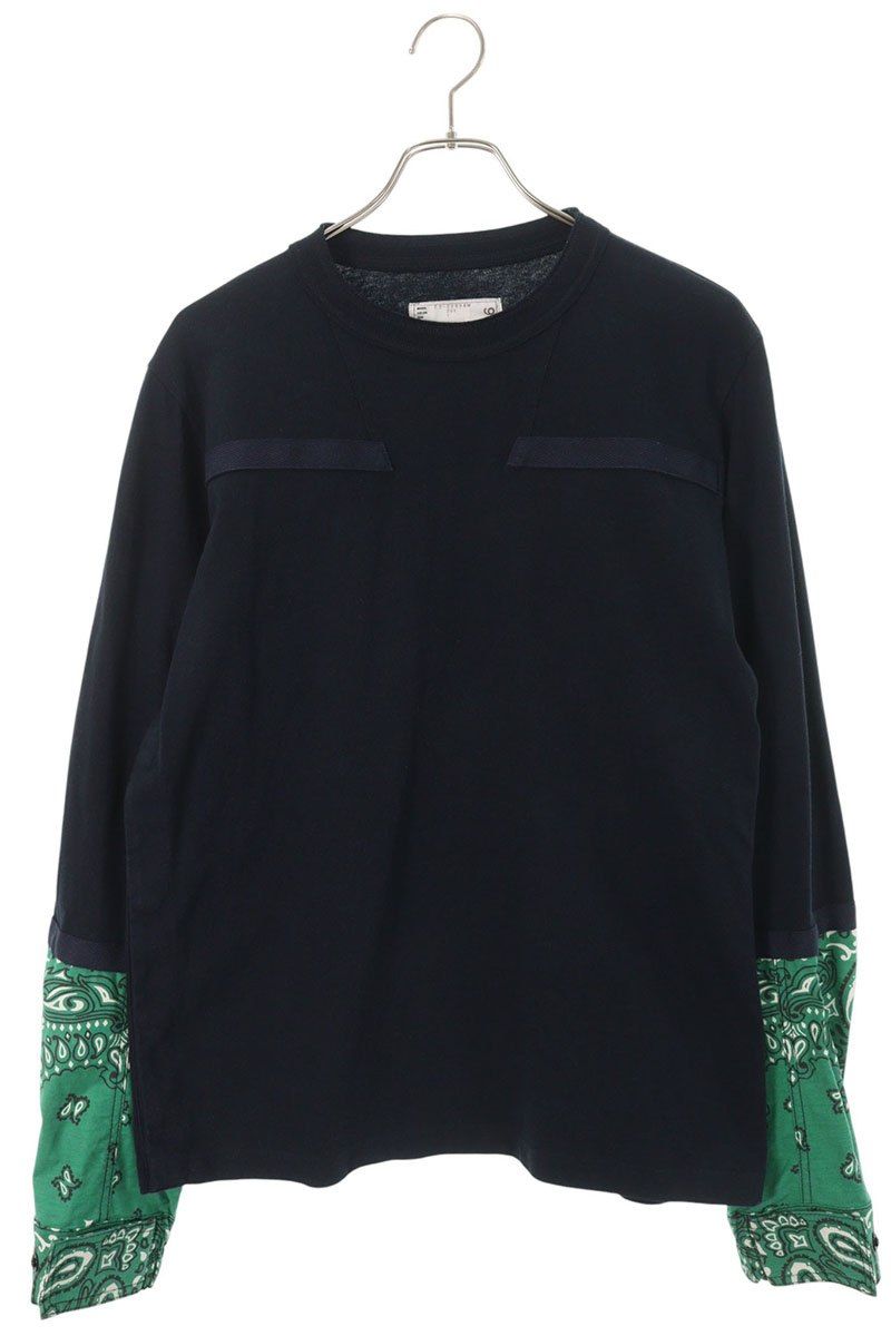sacai 袖バンダナ ロンT size 1 サカイ 22-02696M 袖バンダナ切替長袖カットソー メンズ 1 ※12/28～1/6