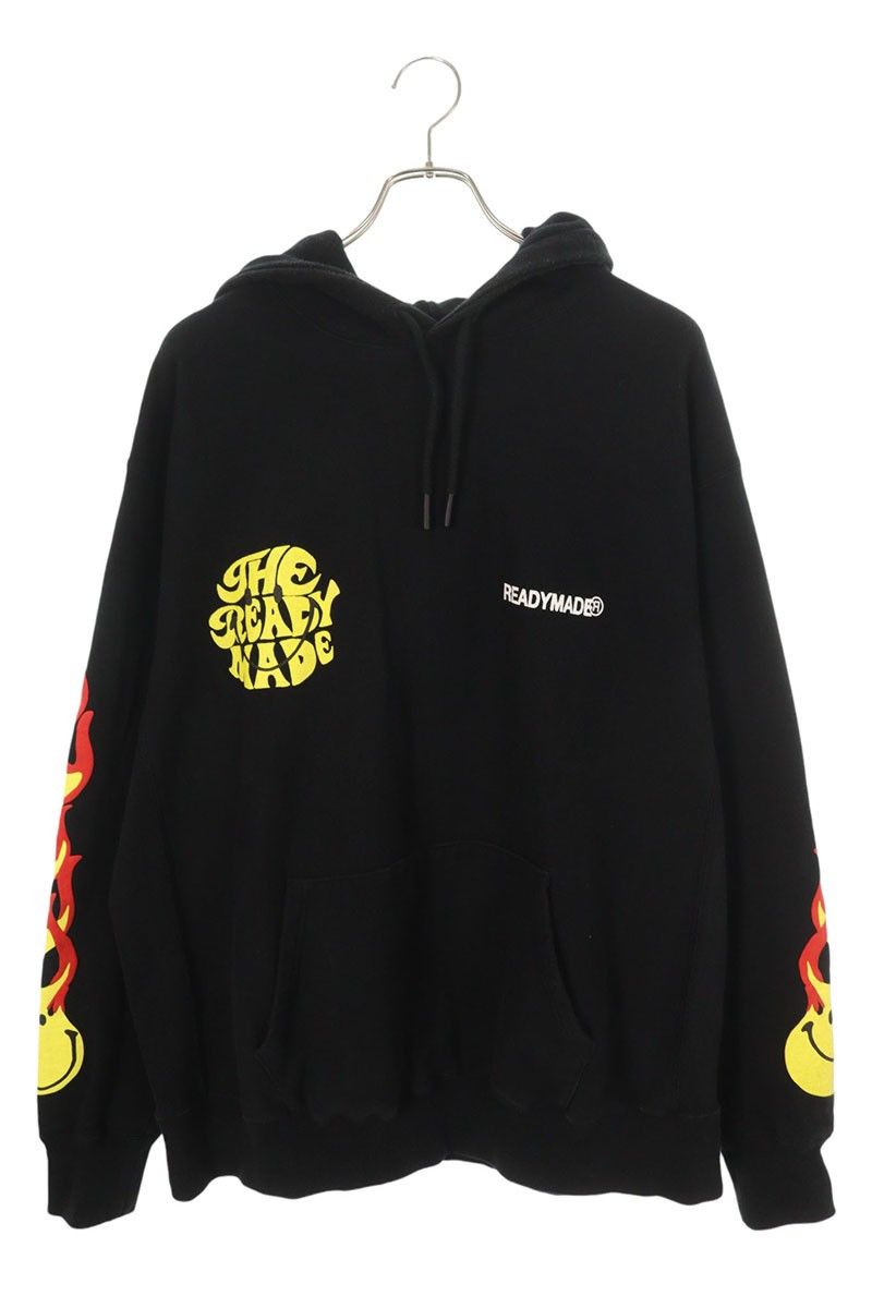 READYMADE フーディー スマイル フレイム ビッグパーカー L 黒 Amazon.co.jp: READYMADE HOODIE SMILE スマイル パーカー フーディー