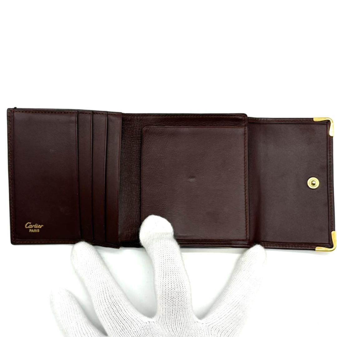 Cartier カルティエ マストライン 三つ折り財布 がま口 ボルドー