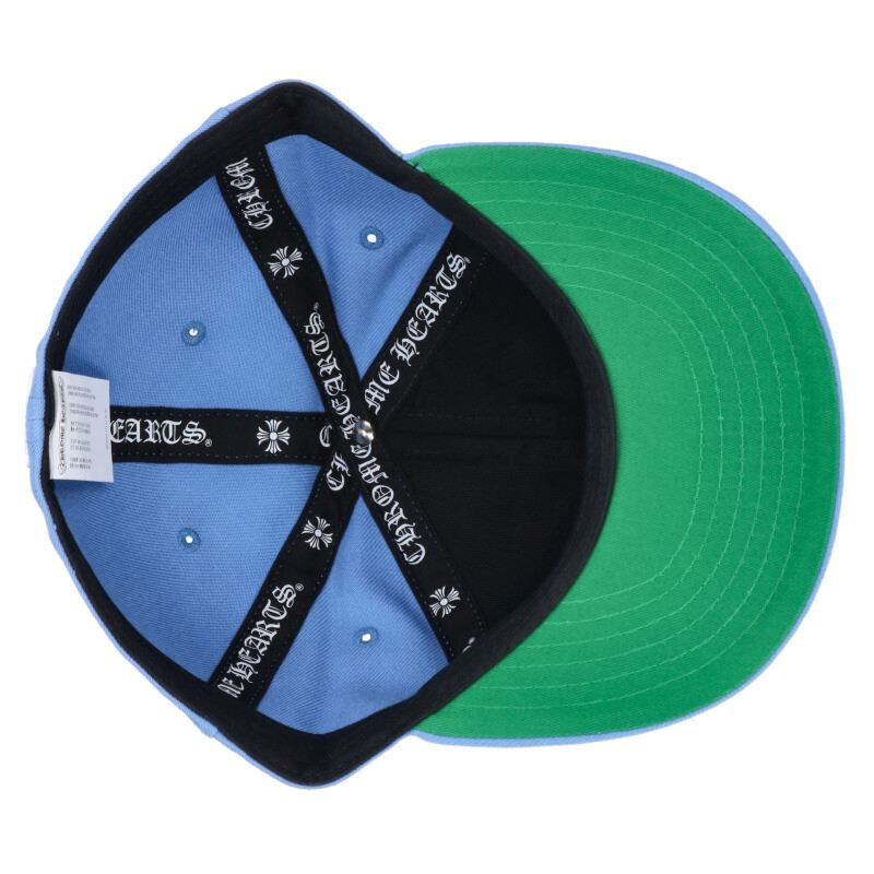 クロムハーツ サイズ:7　5/8  FITTED WOOL ACRYLIC SERGE ハート刺繍クロスボタン帽子 中古 SJ02 クロムハーツ FITTED WOOL ACRYLIC SERGE ハートロゴ刺繍クロスボール