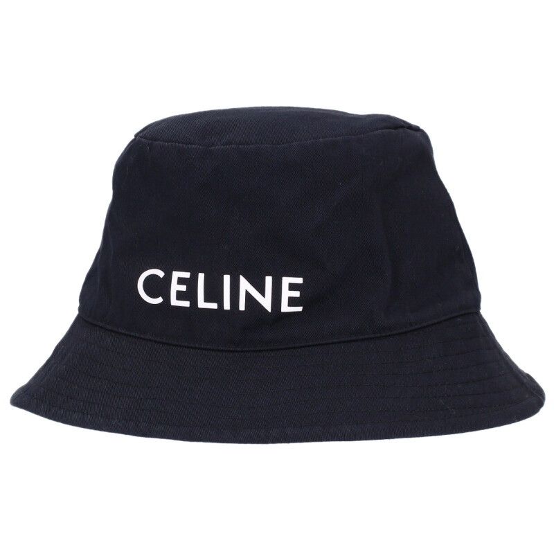 CELINE バケットハット ブラック M セリーヌ 2AU5B968P ロゴプリントバケットハット メンズ L ※12/28～1/6