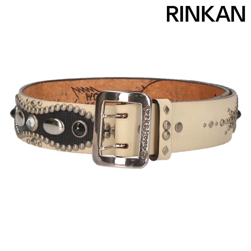 ウルフズヘッド スタッズ装飾レザーベルト メンズ 32 ※12/28～1/6 発送