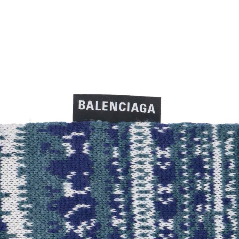 バレンシアガ ダメージ加工ノルディック柄マフラー メンズ ※12/28～1/6