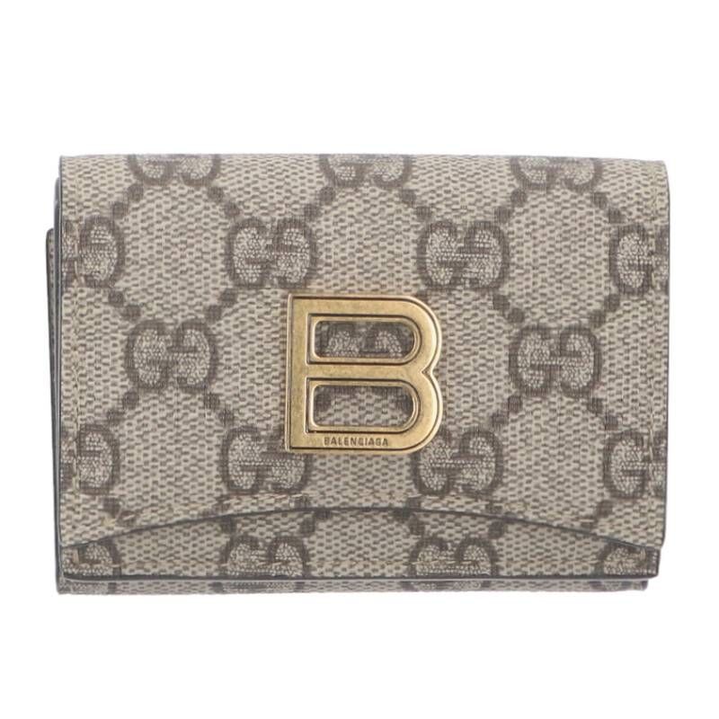 【極美品】グッチ バレンシアガ 三つ折り GGスプリーム 681700 コラボ バレンシアガ ×グッチ GUCCI 681700 ザハッカー GGスプリーム三つ折り