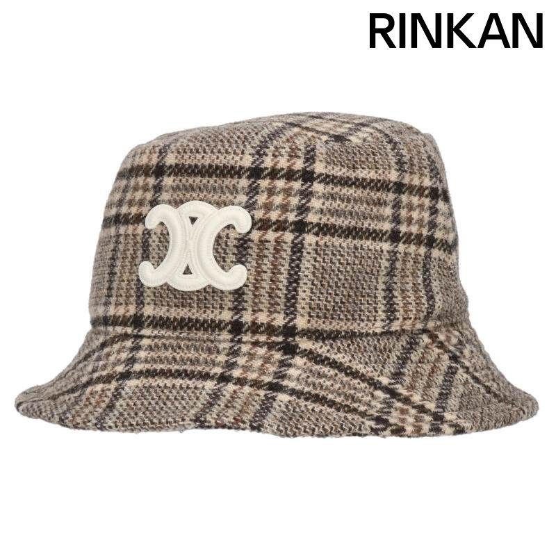 セリーヌ トリオンフ刺繍チェック総柄バケットハット レディース S 12 28～1 6 発送 問い合わせ遅延