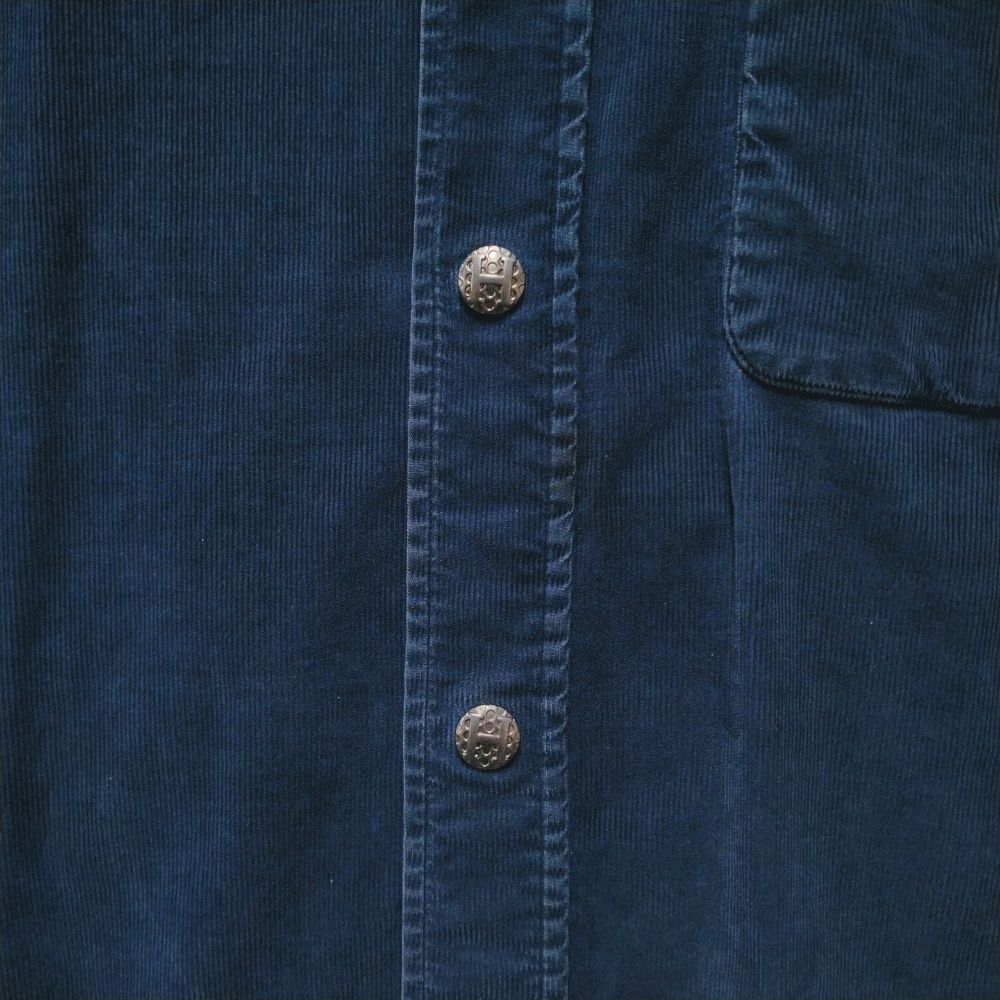 HERMES エルメス Hロゴ スナップボタン コーデュロイシャツ フランス製