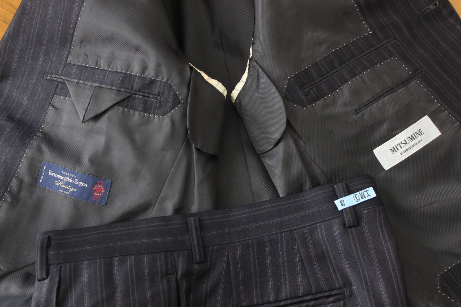 04【美品】ミツミネ × オンライン ゼニア スーツ A5 メンズ M ダーク