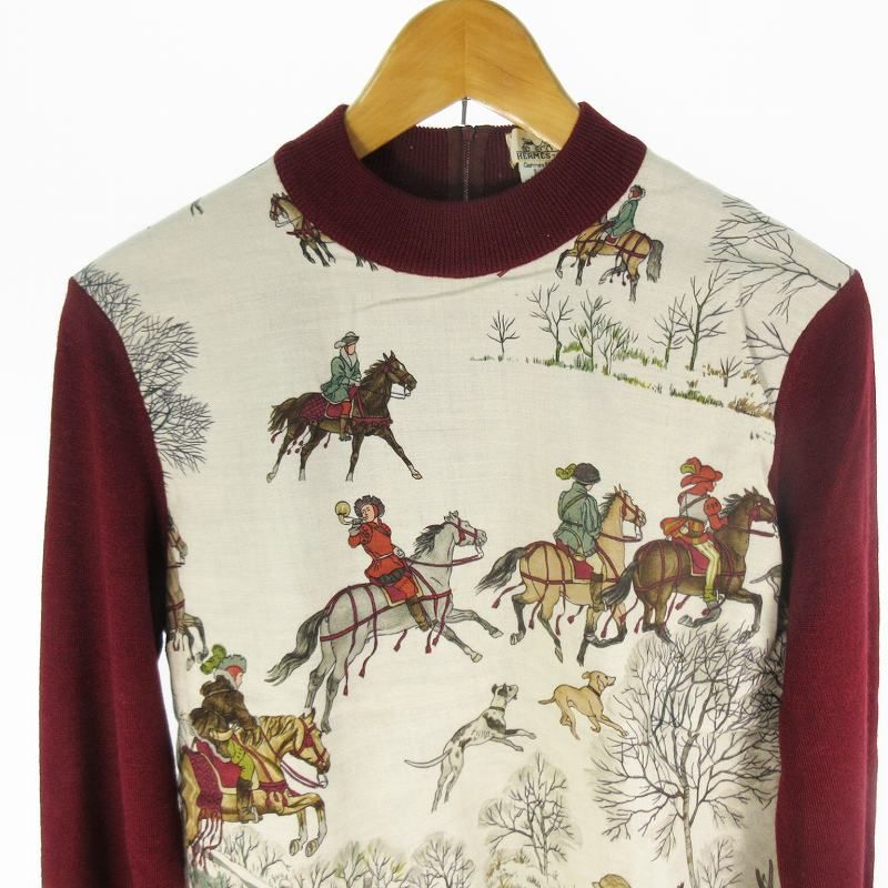 美品　HERMES エルメス　シルク　ニット　セーター ブラック 馬車モチーフ 馬柄セーター】HERMES セーター Cheval Tangram (HERMES/ニット
