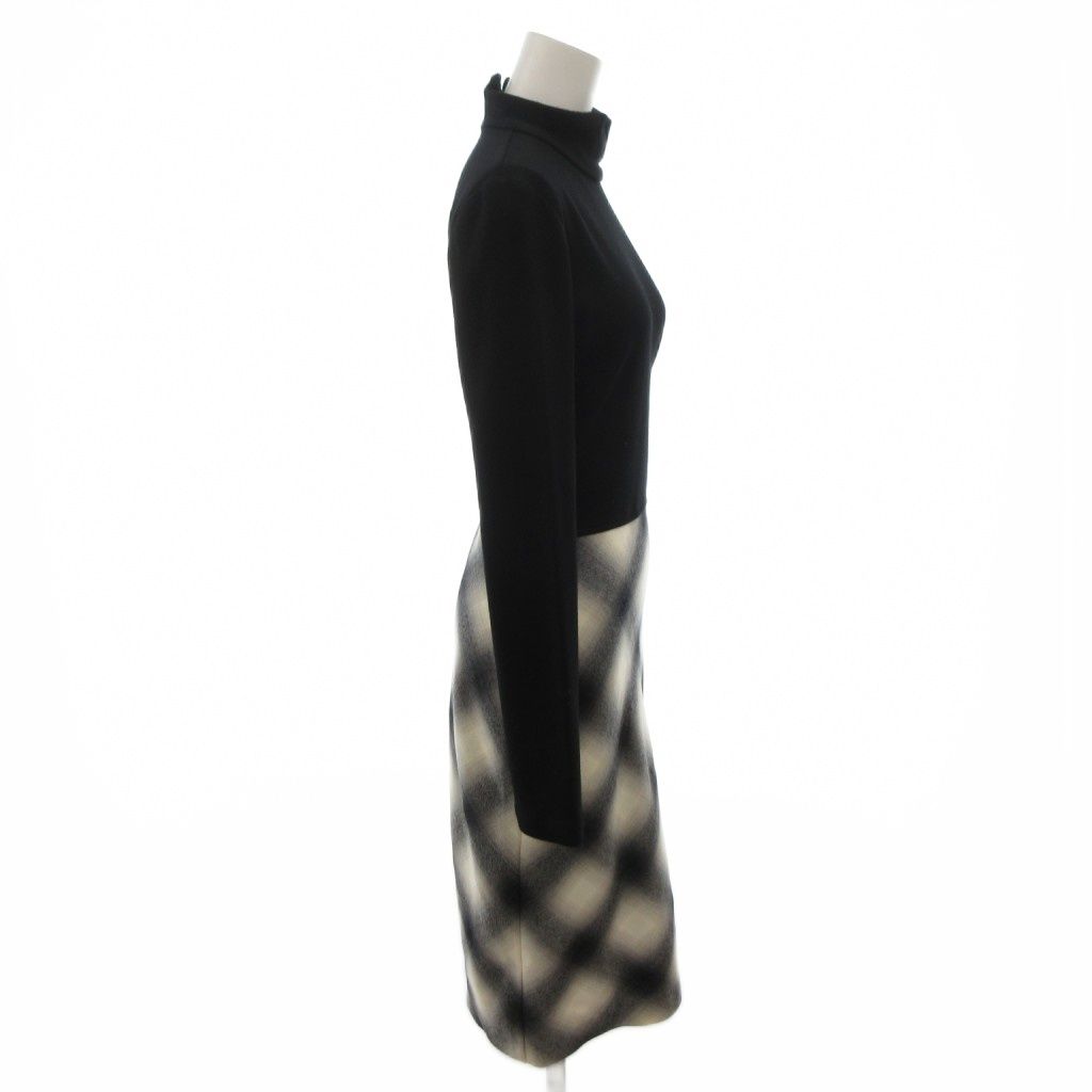 美品　GUCCI グッチ　ワンピース　ウール長袖　チェック　S グッチ GUCCI ワンピース ウール XS 黒 ブラック グレー ハイネック