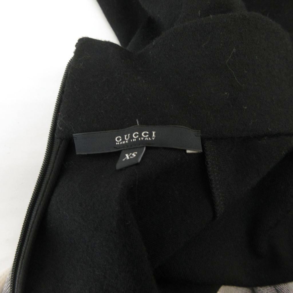 グッチ GUCCI ワンピース ウール XS 黒 ブラック グレー ハイネック