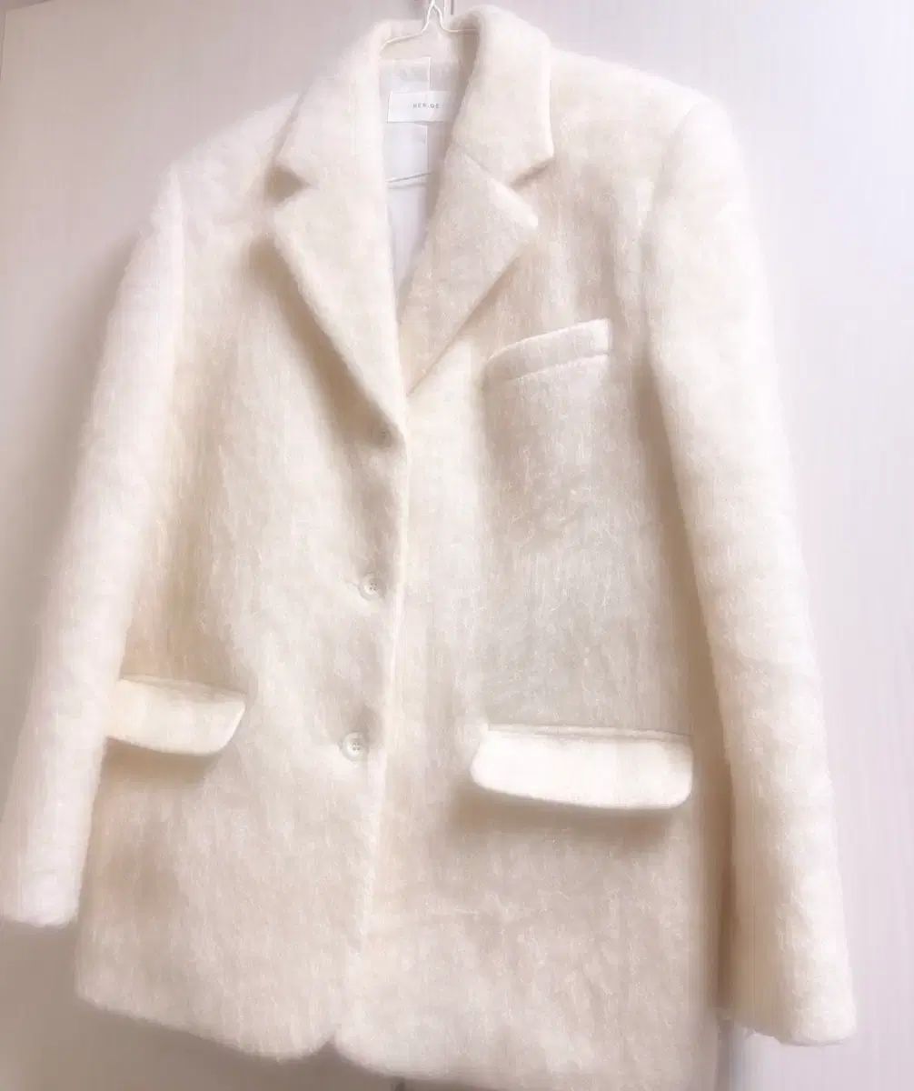アイボリー ウールジャケット コート モヘア