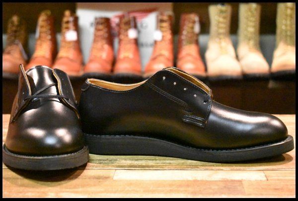7 D ♥ 25年 レッドウィング 101 ポストマン シューズ 黒 ブラック シャパラル 短靴 レースアップ ブーツ redwing FI 255