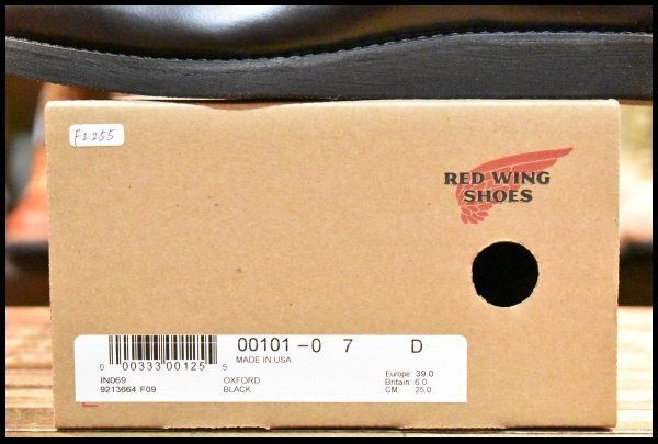  7 D ♥ 25年 レッドウィング 101 ポストマン シューズ 黒 ブラック シャパラル 短靴 レースアップ ブーツ redwing FI 255 ワークブーツ ブーツ 革靴