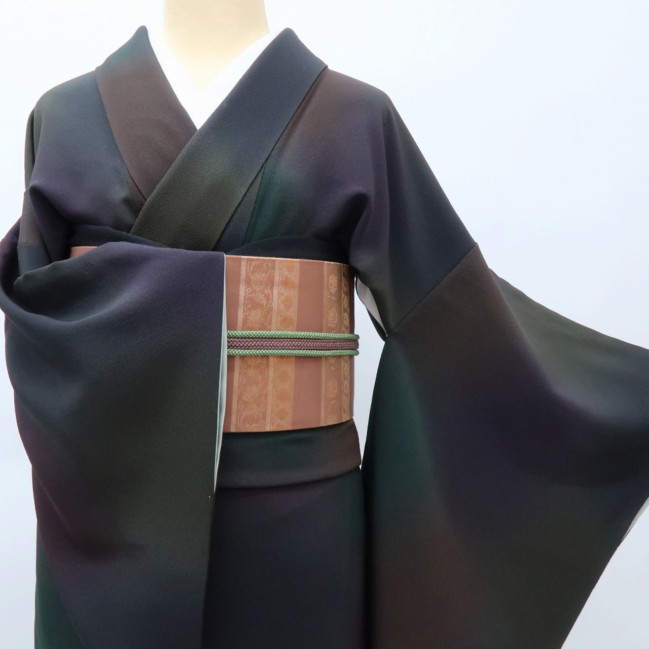 美品 正絹 落款 墨流し 兎 手縫い仕立て 小紋 着物 B-286 百華❀Y4107◇美品 前田仁仙落款 作家物 手縫い仕立て 正絹 小紋 着物