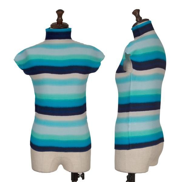 イッセイミヤケ ミーISSEY MIYAKE me ボーダーストレッチプリーツ 