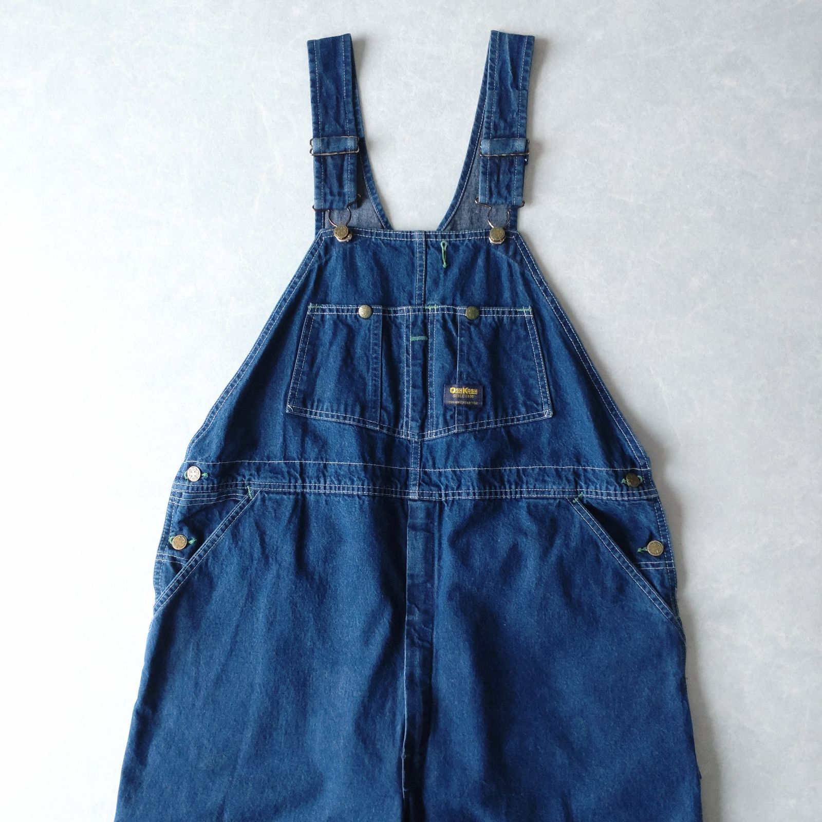 OshKosh ダークブルー デニムオーバーオール □古着 OSHKOSH オシュコシュ USA製 70s ヴィンテージ 濃紺デニム