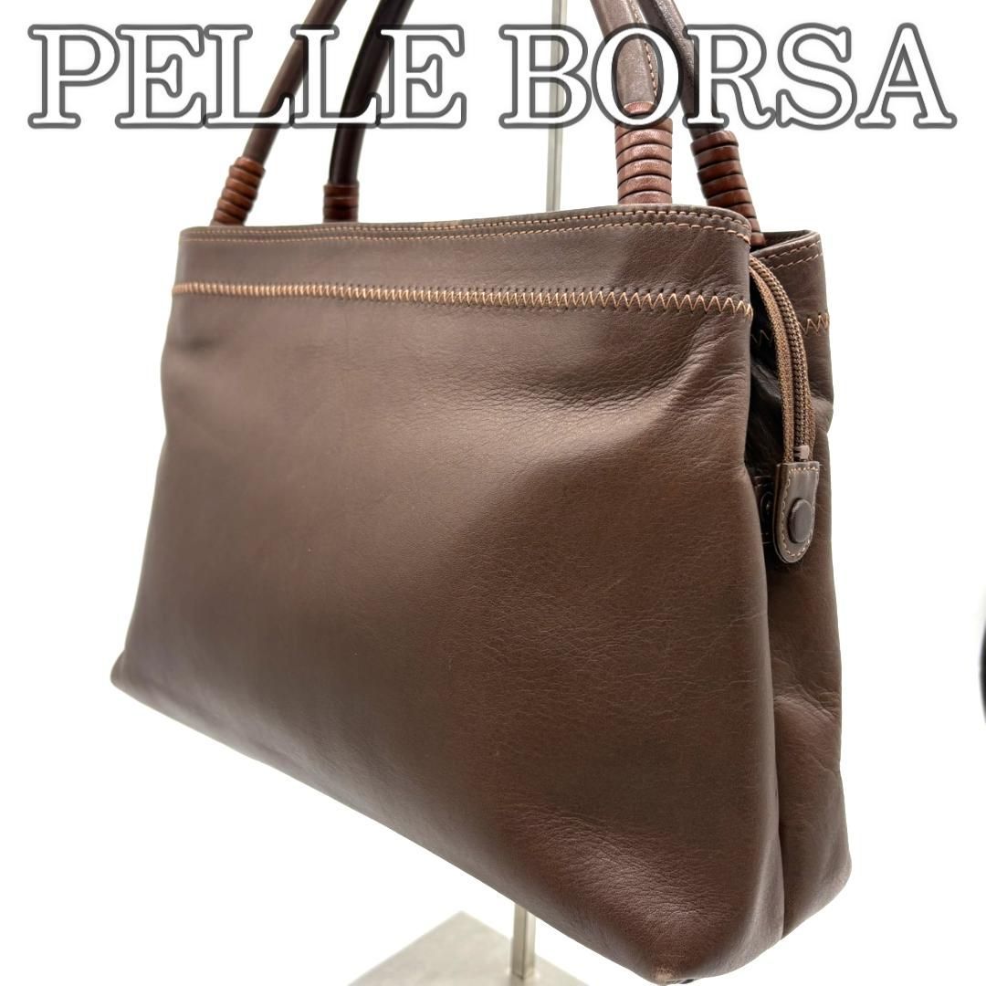 【中古】ペレボルサ PELLE BORSA ハンドバッグ レザー ブラウン /TK レディース PELLE BORSA ペレボルサ ハンドバッグ ブラウン レザー 本革 手提げ