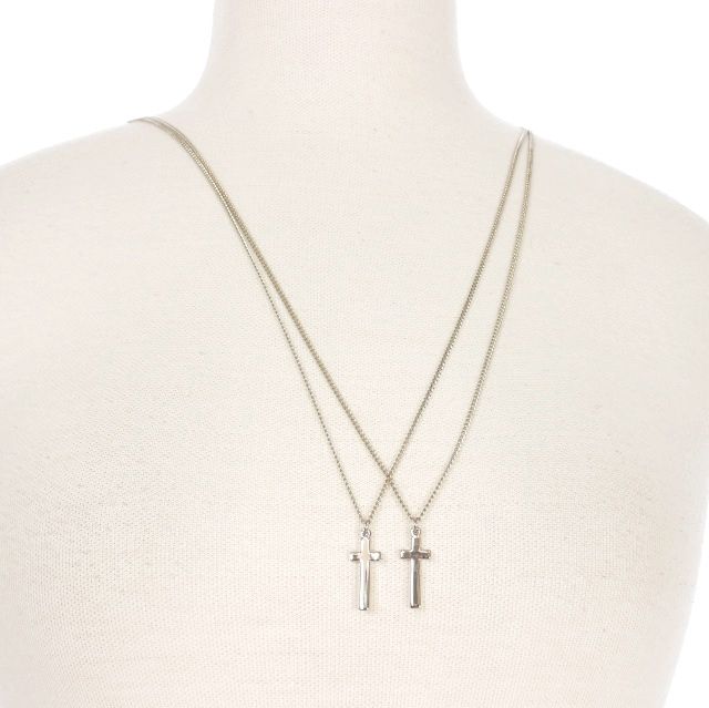 ディースクエアード 23 AW Jesus クロスモチーフ 2連 ネックレス アクセサリー UNI シルバー 銀 正規