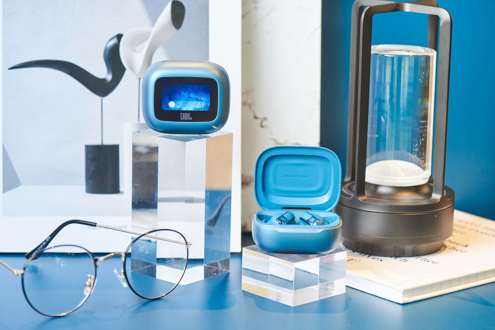  クーポン有 ノイズキャンセリング IP 55防水 ワイヤレス充電対応 ブルー スマート充電ケース LDAC対応ハイレゾ マルチポイント ハイブリッド ワイヤレスイヤホン 3 BEAM LIVE JBL その他 文房具 事務用品