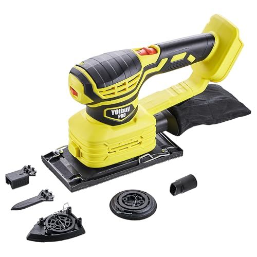 YOIbuy PRO 充電式 オービットサンダー 1台5役 パームサンダー ランダムサンダー兼用 ブラシレスモータ搭載 コードレス 6段変速 集塵 マキタ 18 V 互換 本体のみ バッテリー 充電器が YSD PR 21 m