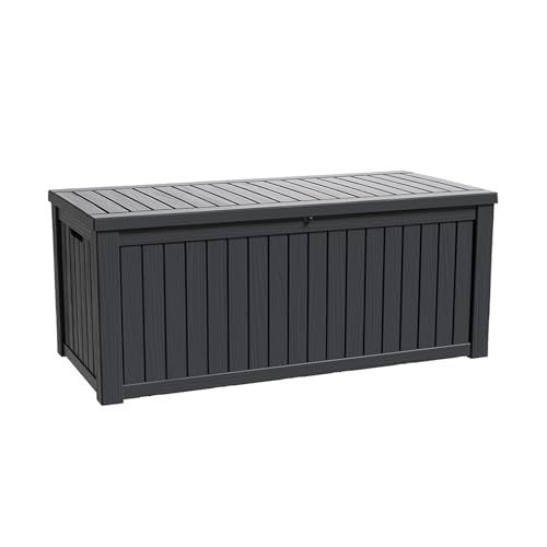 harumi 物置 屋外 大型 収納庫 570Ｌ大容量 防水 耐候 屋外収納ボックス 幅154 5 奥行72 1 高さ64 4 cm 大型物置 倉庫 ベランダ 庭 ガレージに最適 大型ストッカー 物置き ブラック 仕切り付き m