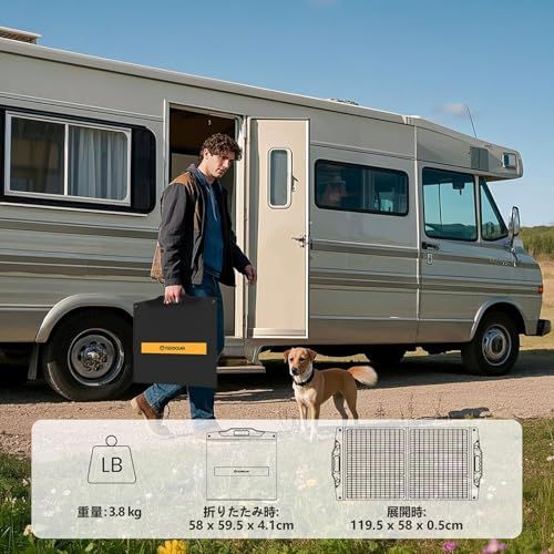  FlexSolar 100 W ポータブル電源用ソーラーパネル 角度調節式スタンド付き折りたたみ式ソーラー充電器 QC 3 0 USB A C M 4 出力対応 IP 67 防水 キャンプ RV 緊急時に適用 in 1 ケーブル付き その他 アウトドア精密機器