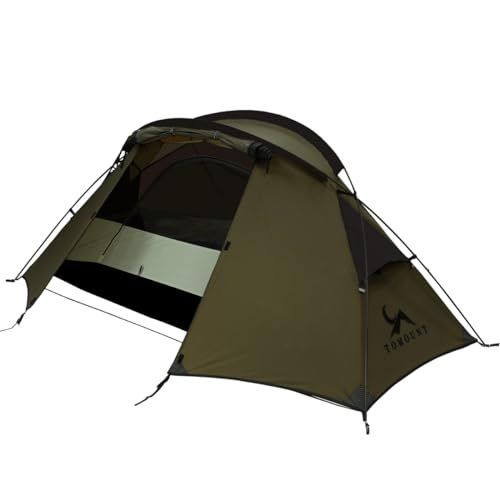 TOMOUNT ソロテント 超軽量テント 1人用 20 Dナイロン バックパックテント 二重層 耐水圧4000 mm 前室付きダブルウォール 自立式 登山テント 自転車旅行 キャンプ アウトドア m